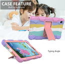 For Samsung Galaxy Tab A7 Lite T220 / T225 Two-Color Robot Shockproof Silicone + PC Protective Case with Holder(Rainbow+Rose Gold)