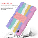 For Samsung Galaxy Tab A7 Lite T220 / T225 Two-Color Robot Shockproof Silicone + PC Protective Case with Holder(Rainbow+Rose Gold)