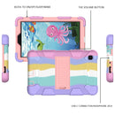 For Samsung Galaxy Tab A7 Lite T220 / T225 Two-Color Robot Shockproof Silicone + PC Protective Case with Holder(Rainbow+Rose Gold)