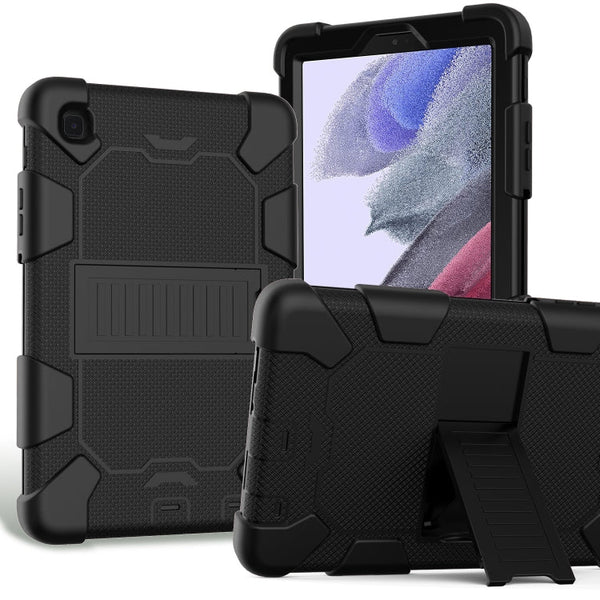 For Samsung Galaxy Tab A7 Lite T220 / T225 Two-Color Robot Shockproof Silicone + PC Protective Case with Holder(Black)