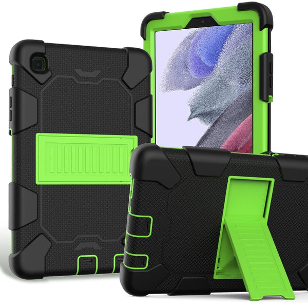 For Samsung Galaxy Tab A7 Lite T220 / T225 Two-Color Robot Shockproof Silicone + PC Protective Case with Holder(Black+Green)