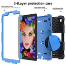 For Samsung Galaxy Tab A7 Lite T220 / T225 Two-Color Robot Shockproof Silicone + PC Protective Case with Holder(Black+Blue)
