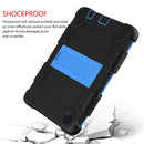 For Samsung Galaxy Tab A7 Lite T220 / T225 Two-Color Robot Shockproof Silicone + PC Protective Case with Holder(Black+Blue)