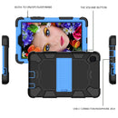 For Samsung Galaxy Tab A7 Lite T220 / T225 Two-Color Robot Shockproof Silicone + PC Protective Case with Holder(Black+Blue)