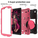 For Samsung Galaxy Tab A7 Lite T220 / T225 Two-Color Robot Shockproof Silicone + PC Protective Case with Holder(Black+Hot Pink)