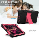 For Samsung Galaxy Tab A7 Lite T220 / T225 Two-Color Robot Shockproof Silicone + PC Protective Case with Holder(Black+Hot Pink)