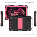 For Samsung Galaxy Tab A7 Lite T220 / T225 Two-Color Robot Shockproof Silicone + PC Protective Case with Holder(Black+Hot Pink)