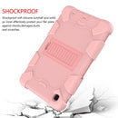 For Samsung Galaxy Tab A7 Lite T220 / T225 Two-Color Robot Shockproof Silicone + PC Protective Case with Holder(Rose Gold)