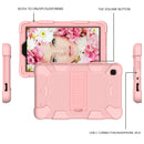 For Samsung Galaxy Tab A7 Lite T220 / T225 Two-Color Robot Shockproof Silicone + PC Protective Case with Holder(Rose Gold)