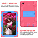 For Samsung Galaxy Tab A7 Lite T220 / T225 Two-Color Robot Shockproof Silicone + PC Protective Case with Holder(Hot Pink+Blue)