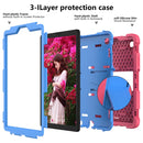 For Samsung Galaxy Tab A7 Lite T220 / T225 Two-Color Robot Shockproof Silicone + PC Protective Case with Holder(Hot Pink+Blue)