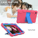 For Samsung Galaxy Tab A7 Lite T220 / T225 Two-Color Robot Shockproof Silicone + PC Protective Case with Holder(Hot Pink+Blue)