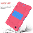 For Samsung Galaxy Tab A7 Lite T220 / T225 Two-Color Robot Shockproof Silicone + PC Protective Case with Holder(Hot Pink+Blue)
