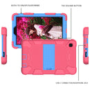 For Samsung Galaxy Tab A7 Lite T220 / T225 Two-Color Robot Shockproof Silicone + PC Protective Case with Holder(Hot Pink+Blue)