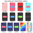 For Samsung Galaxy Tab A7 Lite T220 / T225 Two-Color Robot Shockproof Silicone + PC Protective Case with Holder(Black+Hot Pink)