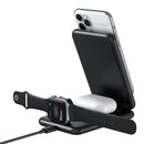 15W 3 in 1 Foldable Qi Fast Wireless Charger Station Phone Holder for iPhones & iWatchs & Airpods(White)