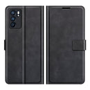 For OPPO Reno6 5G Retro Calf Pattern Buckle Horizontal Flip Leather Case with Holder & Card Slots & Wallet(Black)