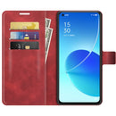 For OPPO Reno6 5G Retro Calf Pattern Buckle Horizontal Flip Leather Case with Holder & Card Slots & Wallet(Red)