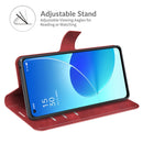 For OPPO Reno6 5G Retro Calf Pattern Buckle Horizontal Flip Leather Case with Holder & Card Slots & Wallet(Red)