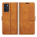 For OPPO Reno6 5G Retro Calf Pattern Buckle Horizontal Flip Leather Case with Holder & Card Slots & Wallet(Yellow)
