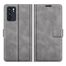 For OPPO Reno6 5G Retro Calf Pattern Buckle Horizontal Flip Leather Case with Holder & Card Slots & Wallet(Grey)