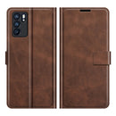 For OPPO Reno6 5G Retro Calf Pattern Buckle Horizontal Flip Leather Case with Holder & Card Slots & Wallet(Dark Brown)