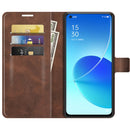 For OPPO Reno6 5G Retro Calf Pattern Buckle Horizontal Flip Leather Case with Holder & Card Slots & Wallet(Dark Brown)