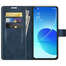 For OPPO Reno6 5G Retro Calf Pattern Buckle Horizontal Flip Leather Case with Holder & Card Slots & Wallet(Blue)