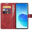 For OPPO Reno6 Pro 5G Retro Calf Pattern Buckle Horizontal Flip Leather Case with Holder & Card Slots & Wallet(Red)