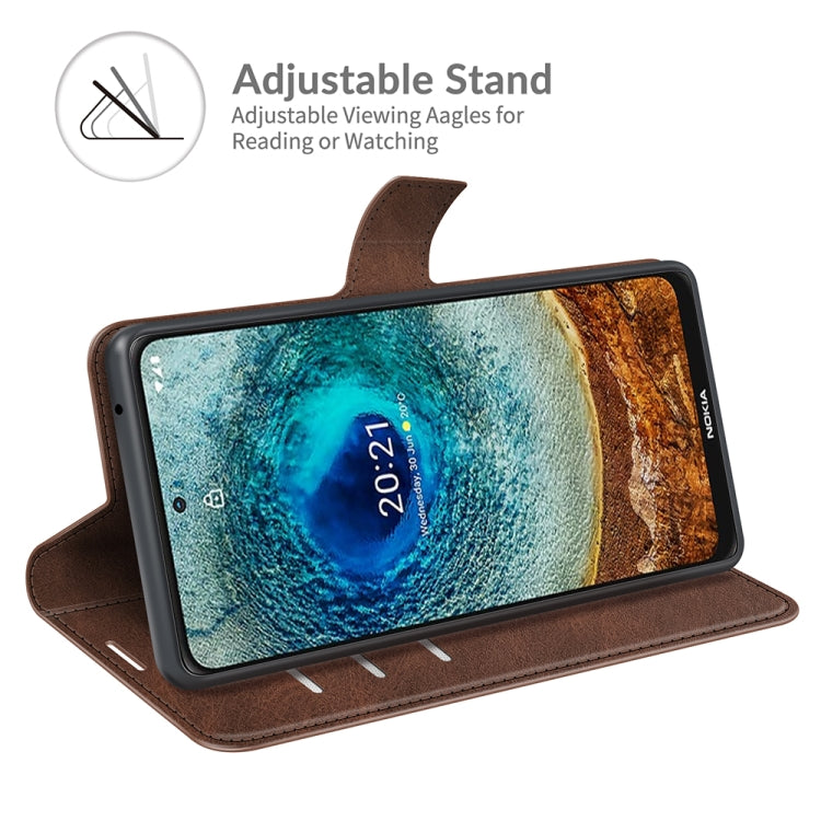 For Nokia X10 / X20 Retro Calf Pattern Buckle Horizontal Flip Leather Case with Holder & Card Slots & Wallet(Dark Brown)