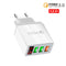 QC-07 5.1A QC3.0 3 x USB Ports Fast Charger with LED Digital Display for Mobile Phones and Tablets, EU Plug(White)