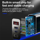 QC-07 5.1A QC3.0 3 x USB Ports Fast Charger with LED Digital Display for Mobile Phones and Tablets, EU Plug(White)