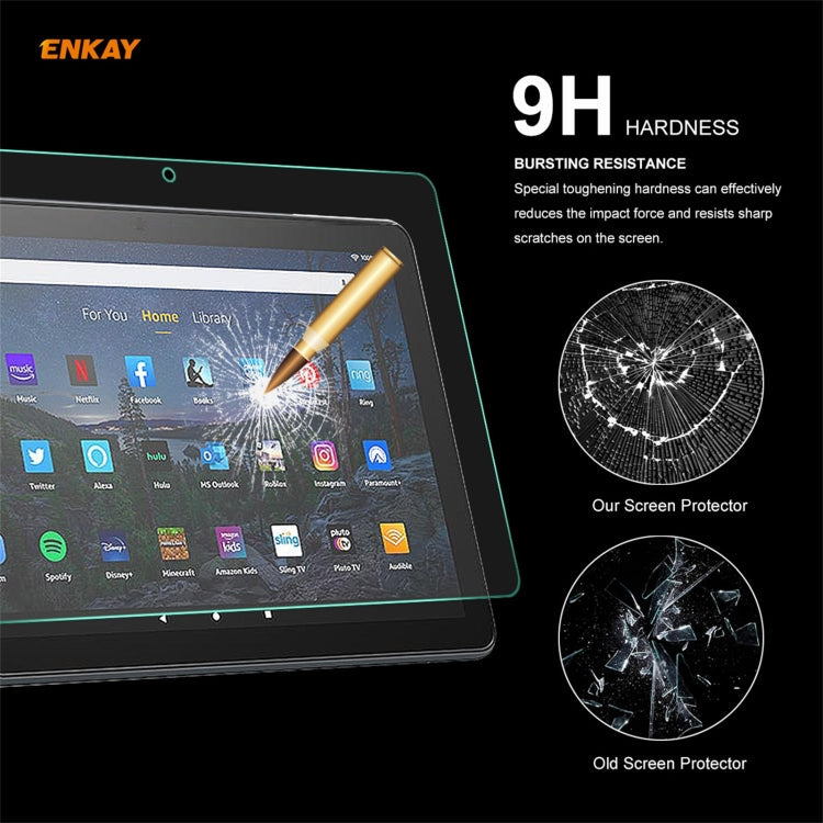 2 PCS For Amazon Fire HD 10 / HD 10 Plus 2021 ENKAY Hat-Prince 0.33mm 9H Surface Hardness 2.5D Explosion-proof Tempered Glass Protector Film