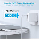 96W USB-C / Type-C Power Adapter Portable Charger with 1.8m USB-C / Type-C to USB-C / Type-C Charging Cable, EU Plug