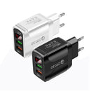 F002C QC3.0 USB + USB 2.0 Fast Charger with LED Digital Display for Mobile Phones and Tablets, EU Plug(Black)