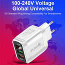 F002C QC3.0 USB + USB 2.0 Fast Charger with LED Digital Display for Mobile Phones and Tablets, EU Plug(Black)