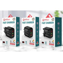F002C QC3.0 USB + USB 2.0 Fast Charger with LED Digital Display for Mobile Phones and Tablets, EU Plug(Black)