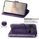 For Google Pixel 6 Pro Four-leaf Clasp Embossed Buckle Mobile Phone Protection Leather Case with Lanyard & Card Slot & Wallet & Bracket Function(Purple)
