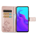 For Cubot X30 Four-leaf Clasp Embossed Buckle Mobile Phone Protection Leather Case with Lanyard & Card Slot & Wallet & Bracket Function(Rose Gold)
