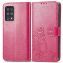 For Cubot X30 Four-leaf Clasp Embossed Buckle Mobile Phone Protection Leather Case with Lanyard & Card Slot & Wallet & Bracket Function(Magenta)