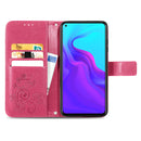 For Cubot X30 Four-leaf Clasp Embossed Buckle Mobile Phone Protection Leather Case with Lanyard & Card Slot & Wallet & Bracket Function(Magenta)
