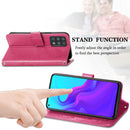 For Cubot X30 Four-leaf Clasp Embossed Buckle Mobile Phone Protection Leather Case with Lanyard & Card Slot & Wallet & Bracket Function(Magenta)