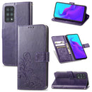 For Cubot X30 Four-leaf Clasp Embossed Buckle Mobile Phone Protection Leather Case with Lanyard & Card Slot & Wallet & Bracket Function(Purple)