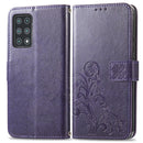 For Cubot X30 Four-leaf Clasp Embossed Buckle Mobile Phone Protection Leather Case with Lanyard & Card Slot & Wallet & Bracket Function(Purple)