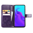 For Cubot X30 Four-leaf Clasp Embossed Buckle Mobile Phone Protection Leather Case with Lanyard & Card Slot & Wallet & Bracket Function(Purple)