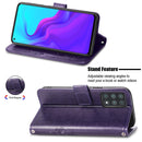 For Cubot X30 Four-leaf Clasp Embossed Buckle Mobile Phone Protection Leather Case with Lanyard & Card Slot & Wallet & Bracket Function(Purple)