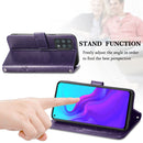 For Cubot X30 Four-leaf Clasp Embossed Buckle Mobile Phone Protection Leather Case with Lanyard & Card Slot & Wallet & Bracket Function(Purple)