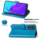 For Cubot X30 Four-leaf Clasp Embossed Buckle Mobile Phone Protection Leather Case with Lanyard & Card Slot & Wallet & Bracket Function(Blue)