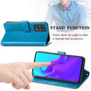 For Cubot X30 Four-leaf Clasp Embossed Buckle Mobile Phone Protection Leather Case with Lanyard & Card Slot & Wallet & Bracket Function(Blue)