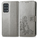 For Cubot X30 Four-leaf Clasp Embossed Buckle Mobile Phone Protection Leather Case with Lanyard & Card Slot & Wallet & Bracket Function(Gray)